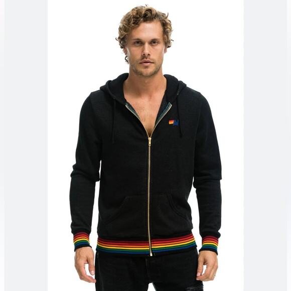 Aviator Nation Other - Aviator Nation Men’s Rainbow Rib Grey Full Zip Hoodie